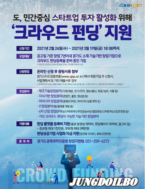 경기도 크라우드 펀딩으로 투자금·시장성 검증 두 마리 토끼 잡을 스타트업 모집