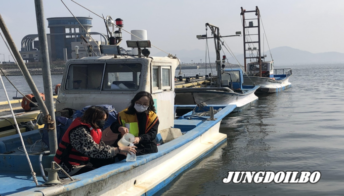 경기도보건환경연구원 소속 연구원이 비브리오패혈증균 검사를 위해 바닷물을 채취하고 있다 = 자료사진 경기도