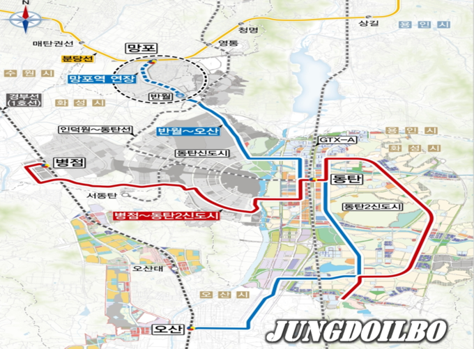 동탄 도시철도 노선도 및 이미지