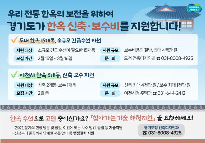한옥 신축·보수 지원사업 그래픽 자료