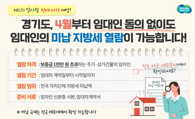 경기도, ‘제2빌라왕’ 막기 위한 임대인 미납 지방세 열람 시행 