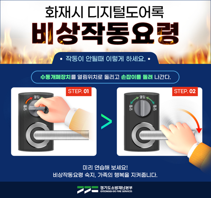 화재시 도어락 비상 작동 방법
