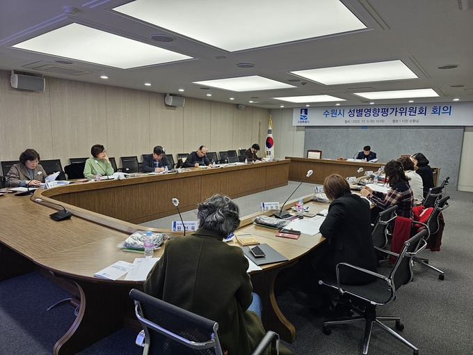 2023년 제2회 수원시 성별영향평가위원회 회의가 진행되는 모습.