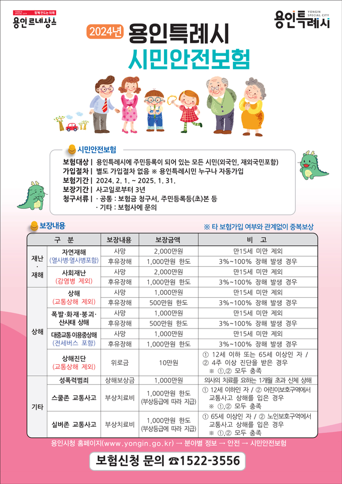  용인특례시가 2월부터 시민안전보험을 운용한다