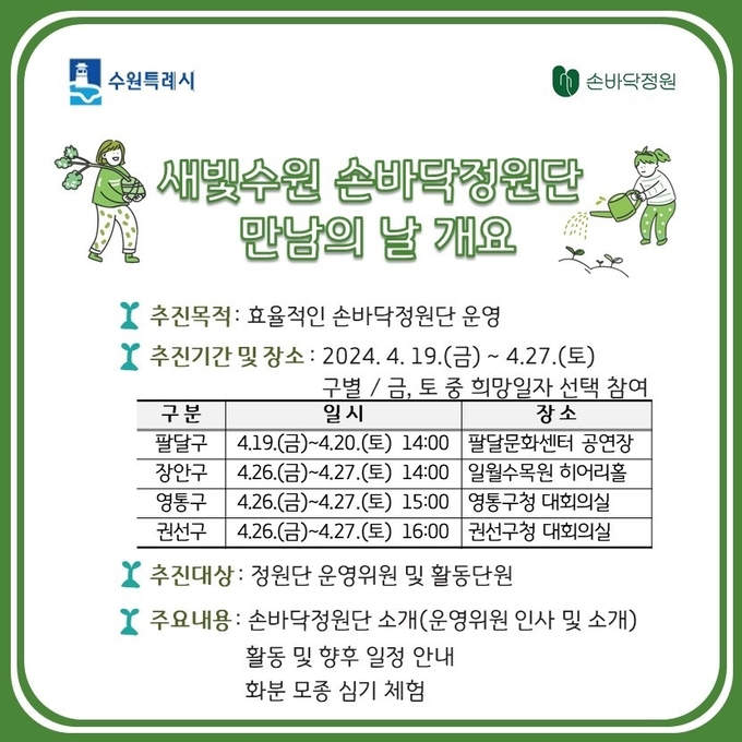 새빛수원 손바닥정원단 만남의 날 홍보물
