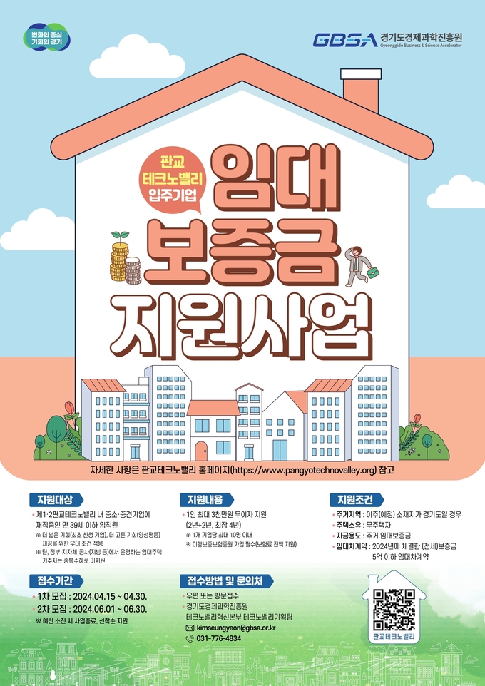 판교TP 입주기업 임대보증금 지원사업 포스터