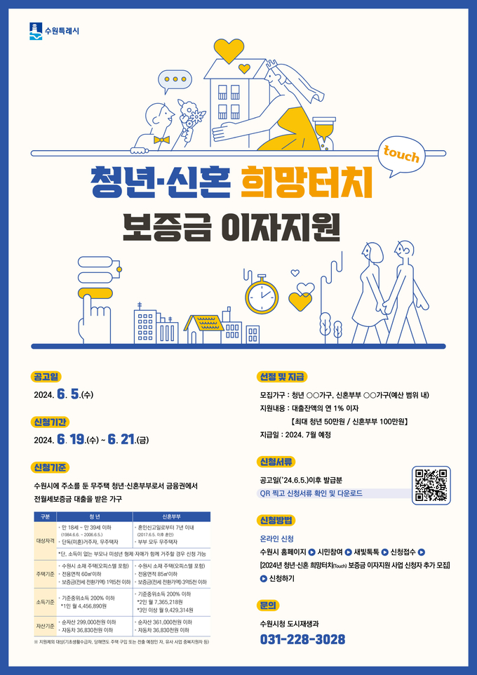 청년·신혼 희망터치(Touch) 보증금 이자지원 홍보물