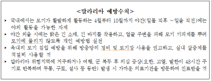 말라리아 예방수칙