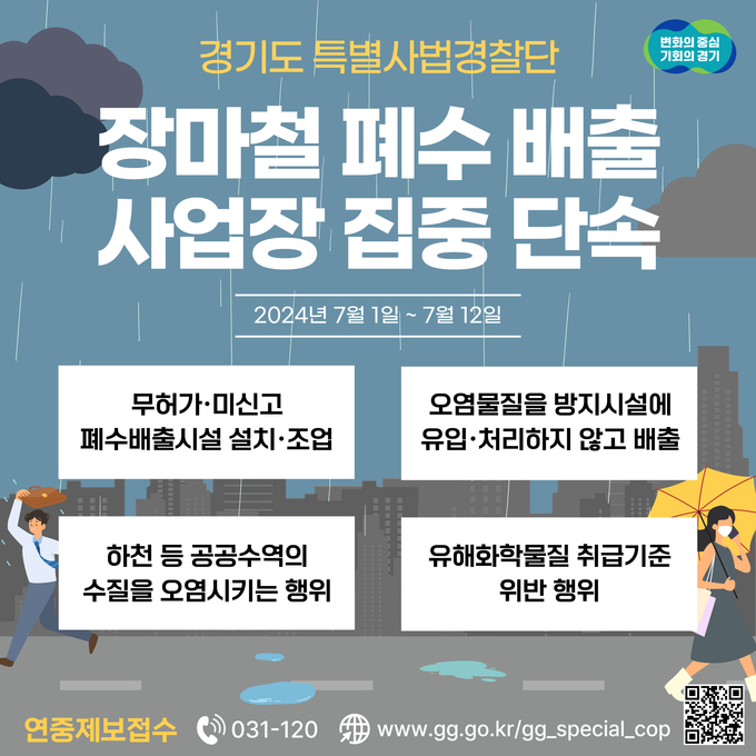 경기도 특별사법경찰단,장마철 폐수 배출 불법행위 단속 그래픽 = 자료사진 경기도