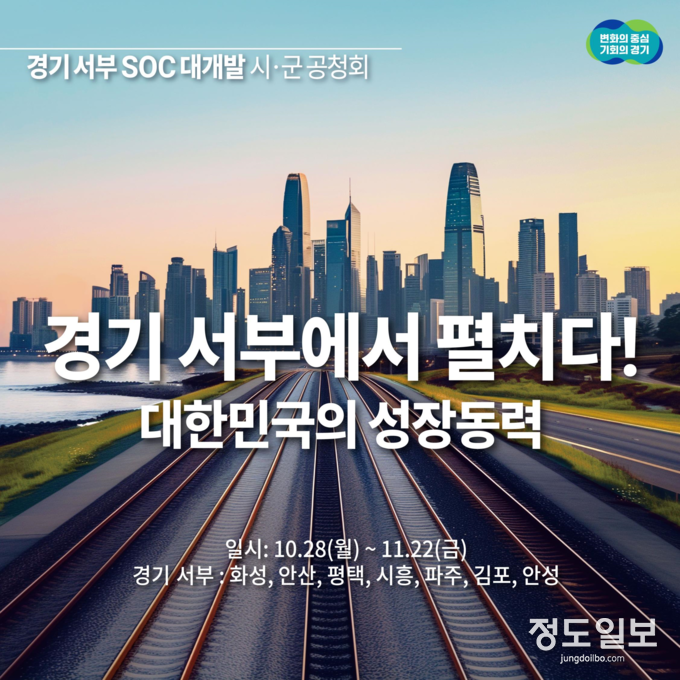 경기 서부·동부 SOC 대개발 구상 시군 공청회 개최 포스터 = 자료사진 경기도