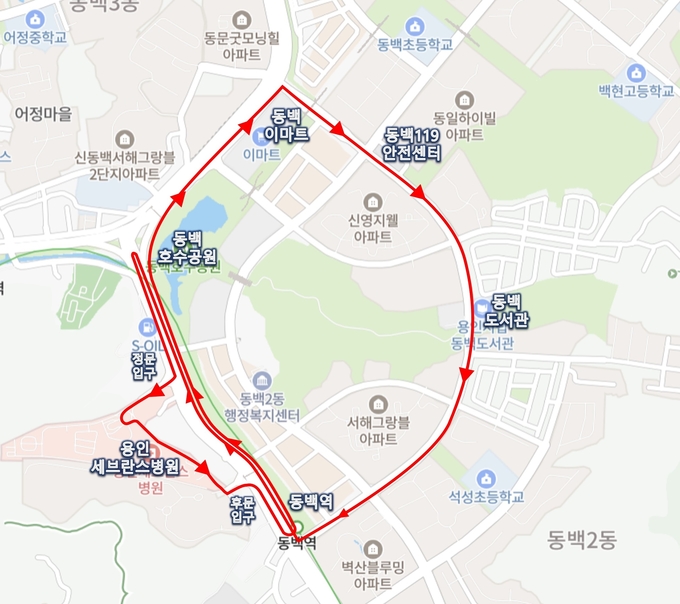 용인특례시 기흥구 동백지구 자율주행차 시범운행지구 노선도 = 자료사진 용인시