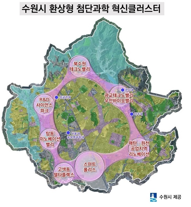 수원시 환상형 첨단과학 혁신클러스터 구상도.