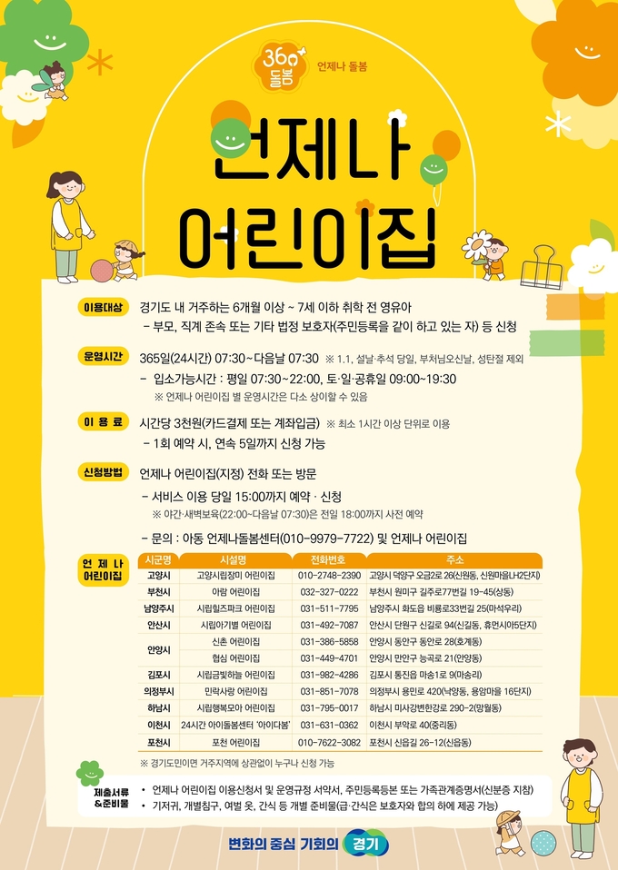 언제나어린이집 포스터 = 자료사진 경기도