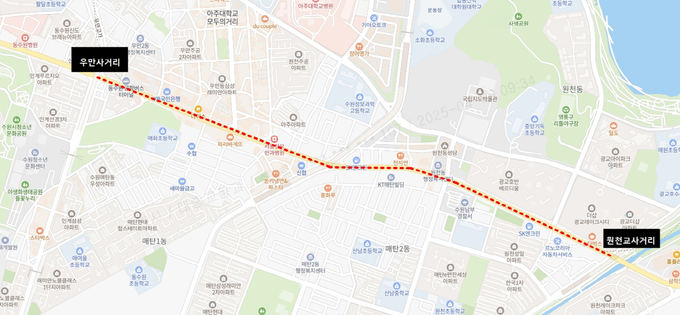 우만사거리~원천교사거리 구간