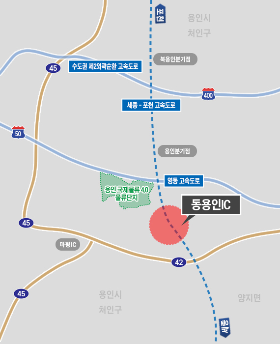 세종포천고속도로 (가칭)동용인IC 위치도.사진=용인시
