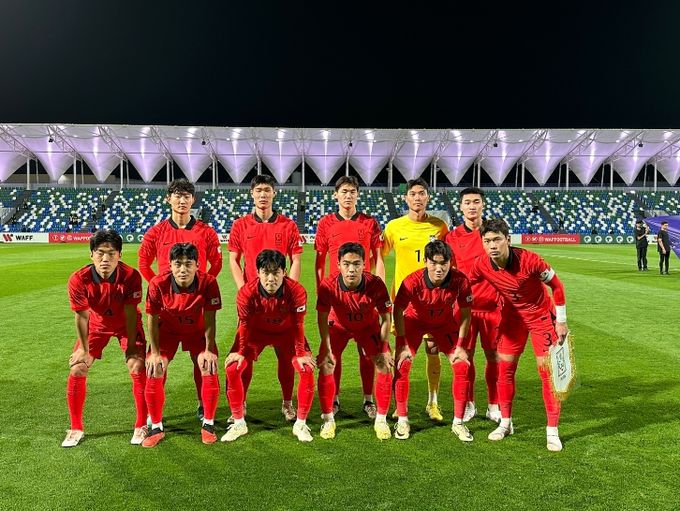 태국과의 WAFF U-23 챔피언십 8강에 선발로 나선 선수들의 모습.