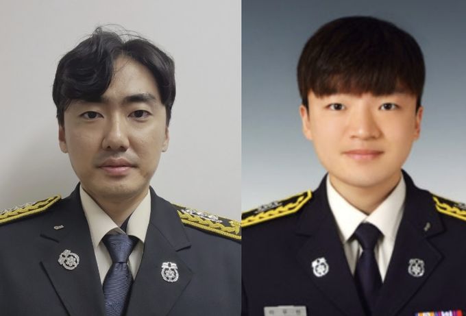 왼쪽부터 소방교 정기용, 소방교 이우빈